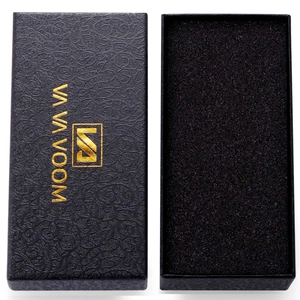 Caja de Reloj Marca VA VA VOOM Rectangular Cuadrada Negra Textura en Relieve Caja de Regalo de Papel Logo Estampado en Caliente Joyero Con Forro Interior