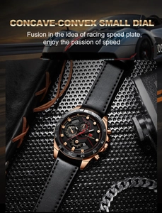 Detail of VA VA VOOM men's watch featuring black dial, chronograph sub-dials and date window