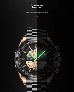 Doppia vista del quadrante nero multifunzione con display luminoso a luce verde