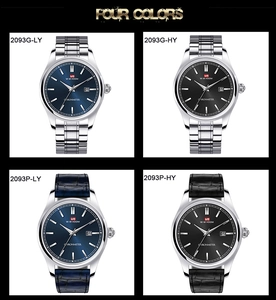 Quatre modèles de montres business pour hommes avec bracelets en cuir et acier