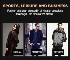 Trois tenues pour hommes avec veste en cuir, costume et parka de sport pour divers styles