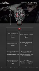 Vue détaillée du cadran en fibre de carbone et couture rouge sur la montre sport