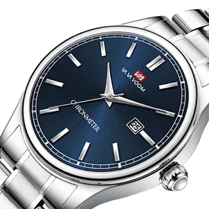 Montre à quartz VA VA VOOM pour homme avec cadran bleu et bracelet en acier inoxydable