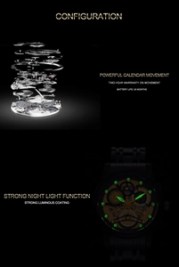 Vista macro dell'orologio da uomo impermeabile con quadrante luminoso e cinturino nero