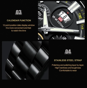 Detail of polished stainless steel watch strap and functional calendar display dial