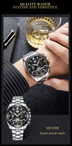 Detail of silver stainless steel watch with world map dial and luminous display