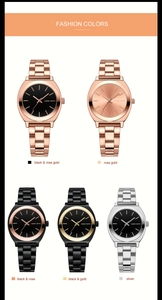 Five styles of minimalist women's steel watches in various fashion color combinations