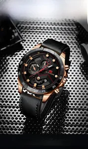 Detail showing the VA VA VOOM chronograph watch with rose gold case on industrial metal