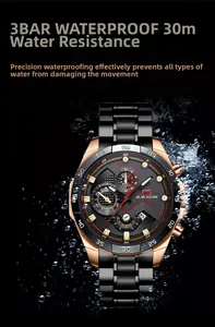 Detail view of VA VA VOOM waterproof watch with 30m resistance and splashing water effects
