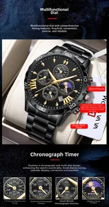 Détails des chronographes et de l'affichage de la date sur cette montre de sport pour homme