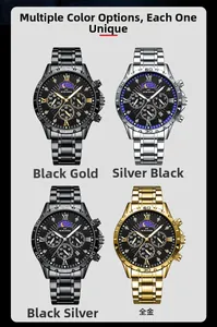 Men's VAVA VOOM quartz watch collection in black gold silver and all gold steel bands