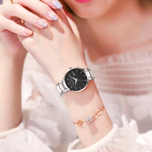 Elegant 2025 business quartz women's watch with stainless steel band and diamond bracelet