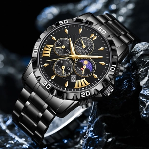 Montre-Bracelet VA VA VOOM pour Hommes Quartz Affaires Étanche Bracelet en Acier Inoxydable Chronographe Calendrier Lumineux