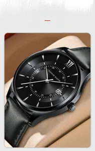 Detailed close-up of a black quartz watch dial with roman numeral and date display