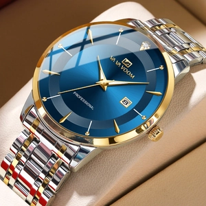 Men Business Quartz Watch Stainless Steel Band Waterproof Calendar Luminous Fashion Analog Wrist Watch Luxury Business Style For Men