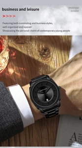 Klassische schwarze Herrenuhr aus Edelstahl mit Datumsfenster in sozialer Szene