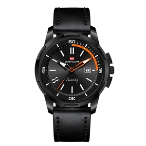 VA VA VOOM Men Business Quartz Watch With Calendar Luminous Waterproof Function Round Alloy Case PU Leather Strap Fashion Wristwatch