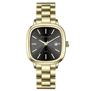 Hannah Martin gold business watch with black dial and date window for men