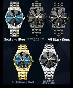 Detailed array of men's quartz watches featuring diamond-cut steel straps and dual display