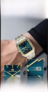 Détail du cadran bleu 3D et de la lunette octogonale sur cette montre d'affaires