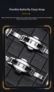 Détail d'un bracelet de montre en acier inoxydable argenté avec boucle papillon sûre
