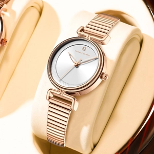 Women's Quartz Watch Minimalist Round Dial Life Waterproof Alloy Case Stainless Steel Mesh Band Rhinestone Wristwatch