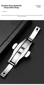 Polished stainless steel double press butterfly buckle with ergonomic clasp design