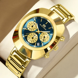 VA VA VOOM Men's Luxury Quartz Chronograph Watch Luminous Date Waterproof Stainless Steel Band Business Fashion Wristwatch