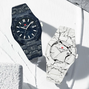 VA VA VOOM fashionable marble pattern watches with calendar and luminous dial for women