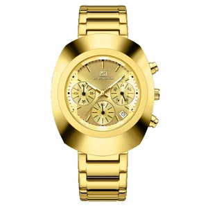 VA VA VOOM gold men's chronograph watch with multi-functional sub-dials and date window