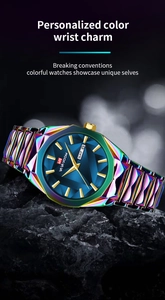 Dettaglio macro dell'orologio VAVA VOOM in acciaio cangiante con display di giorno e data