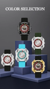 Creative roulette poker theme men's quartz watches displayed in five stylish colors