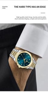 Detail of waterproof quartz watch with Eastern Arabic numerals and octagonal bezel