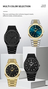 Detailed set of men's waterproof quartz watches with octagonal bezel and Arabic dial