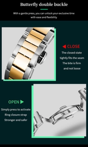 Detail der Edelstahl-Schmetterlingsschließe für Uhrenarmbänder in Bi-Color-Optik