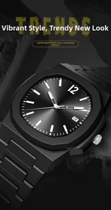Close-up of lightweight sports watch with octagonal bezel and luminous dial feature