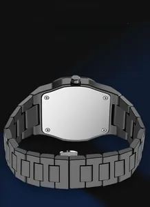 Fashionable black matte silicone watch strap with double push-button butterfly clasp