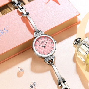 Montre Rose & Bee London pour femme avec cadran diamant rose et bracelet argenté