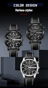 Architektonische Ansicht von Hannah Martin Chronographen mit Lederarmbändern auf Sockeln