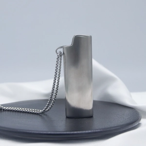 Roestvrij Stalen Aanstekerhoes Hanger Ketting Hiphop Industriële Stijl Geborstelde Afwerking Gepersonaliseerde Heren Sieraden