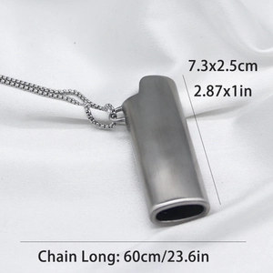 Heren hip hop aanstekerhoes hanger ketting van titanium staal met 60cm zilveren ketting