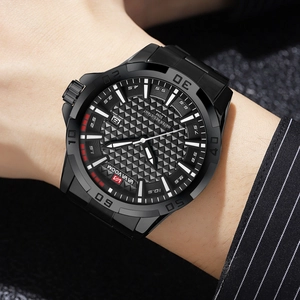 Orologio uomo VAVA VOOM in acciaio nero impermeabile con grande quadrante luminoso