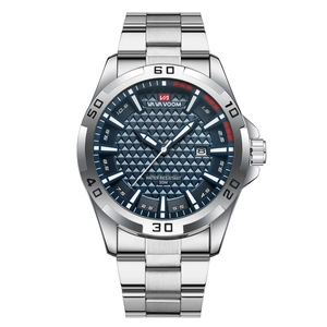 Orologio al quarzo da uomo con quadrante blu testurizzato e cinturino in acciaio inox