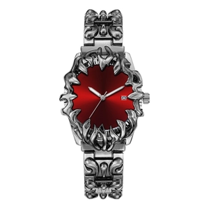 Gothic Punk Alien Claw Men Quartz Watch Waterproof Stainless Steel Engraved Strap Luminous Calendar Fashion Jewelry Watch