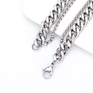 Collier minimaliste en acier inoxydable argenté avec chaîne gourmette pour homme