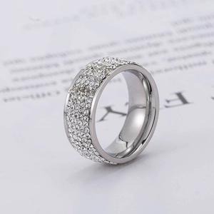 Luxus Edelstahl Mehrreihiger Pavé Zirkonia Ring Sternenhimmel Stil Paar Ring Mode Schmuck Für Damen Und Herren