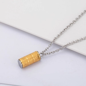 Stainless Steel Sutra Rotating Cylinder Pendant Necklace Men Vintage Gold Plated Prayer Wheel Ethnic Jewelry Neck Chain