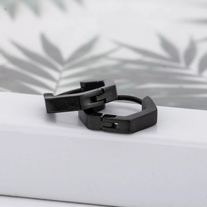 Minimalist Hexagon Hoop Earrings Stainless Steel Geometric Punk Style For Men Women Black Silver Gold Toned Jewelry