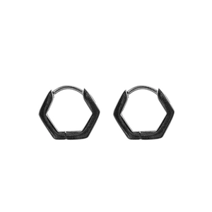 Minimalist silver stainless steel hexagonal geometric hoop earrings for men and women