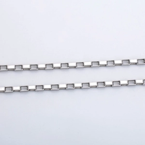 Collier chaîne box en acier inoxydable 316L de style punk avec fini argent poli